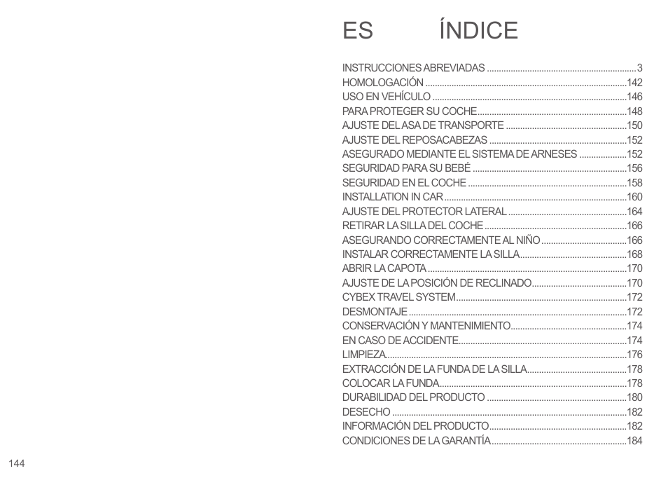 Índice es | Cybex CLOUD Q User Manual | Page 144 / 190