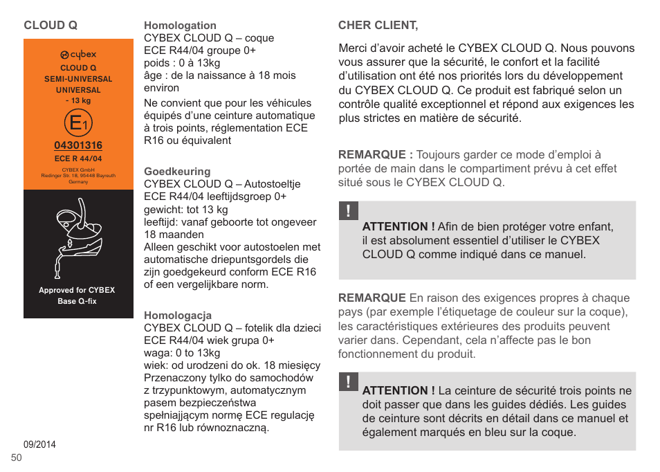 Cybex CLOUD Q User Manual | Page 50 / 190