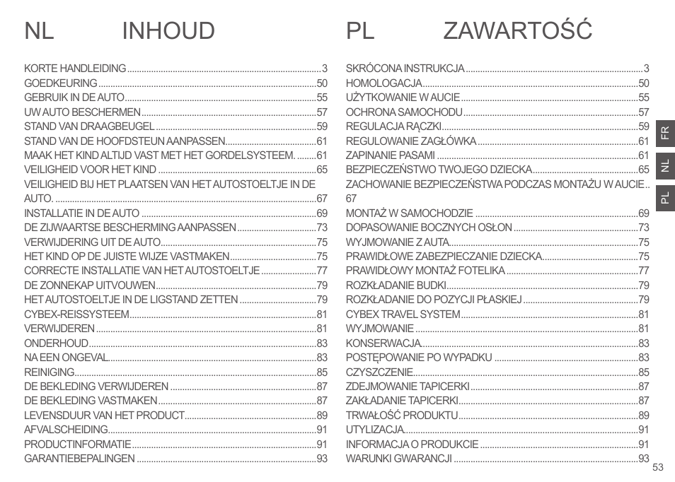 Inhoud zawartość nl | Cybex CLOUD Q User Manual | Page 53 / 190