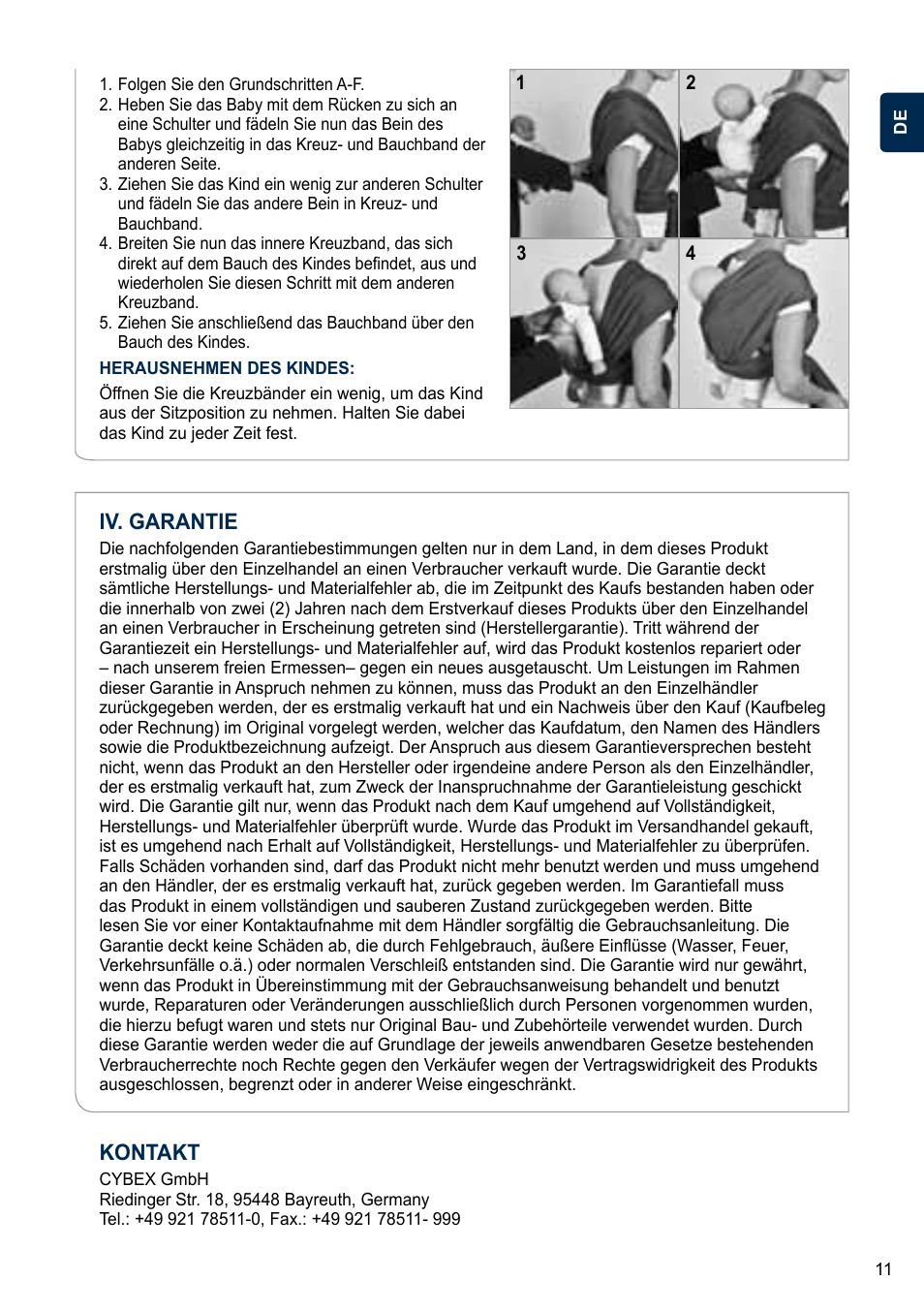 Kontakt iv. garantie | Cybex U.GO User Manual | Page 11 / 76