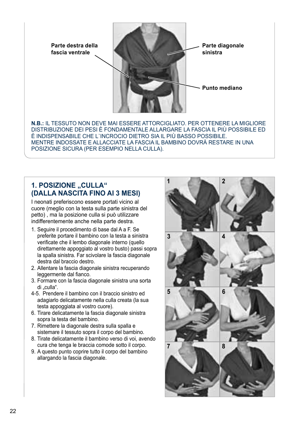 Posizione „culla“ (dalla nascita fino ai 3 mesi) | Cybex U.GO User Manual | Page 22 / 76