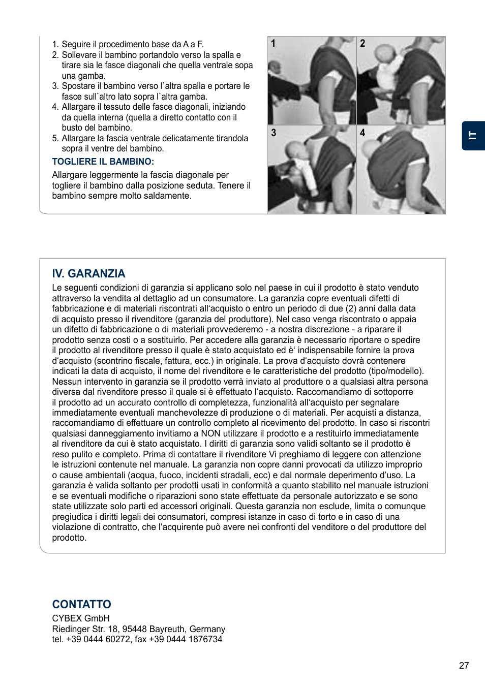 Contatto iv. garanzia | Cybex U.GO User Manual | Page 27 / 76