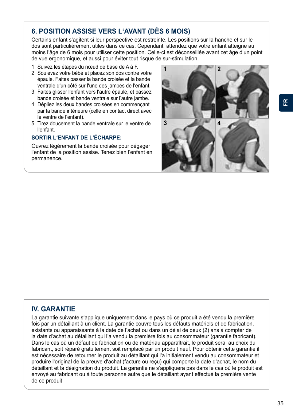 Position assise vers l‘avant (dès 6 mois), Iv. garantie | Cybex U.GO User Manual | Page 35 / 76