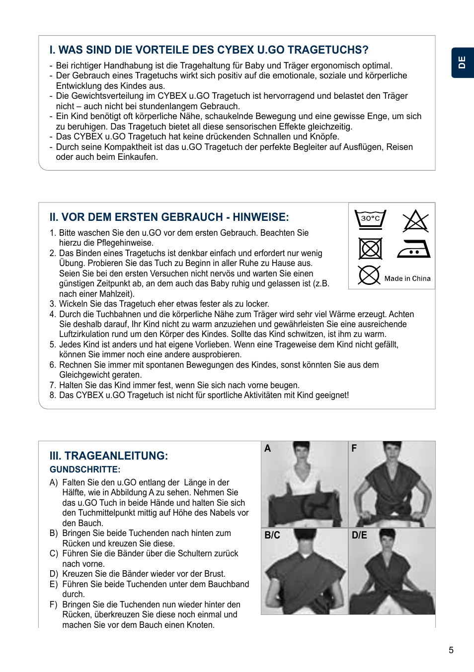 Ii. vor dem ersten gebrauch - hinweise | Cybex U.GO User Manual | Page 5 / 76