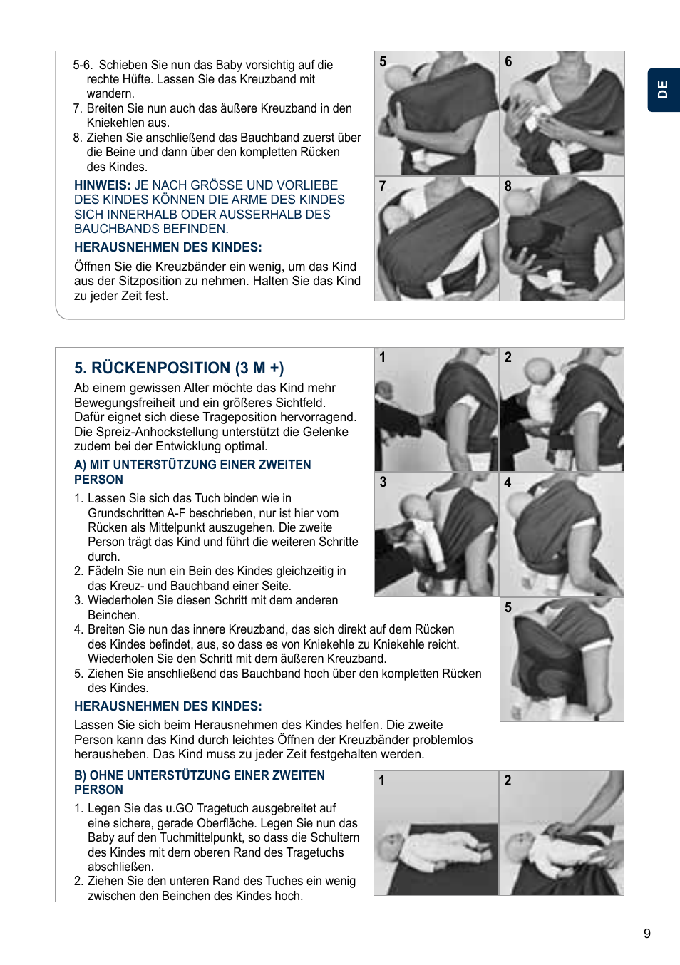 Rückenposition (3 m +) | Cybex U.GO User Manual | Page 9 / 76