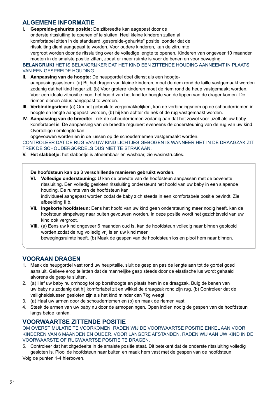 Algemene informatie, Vooraan dragen, Voorwaartse zittende positie | Cybex 2.GO User Manual | Page 25 / 44