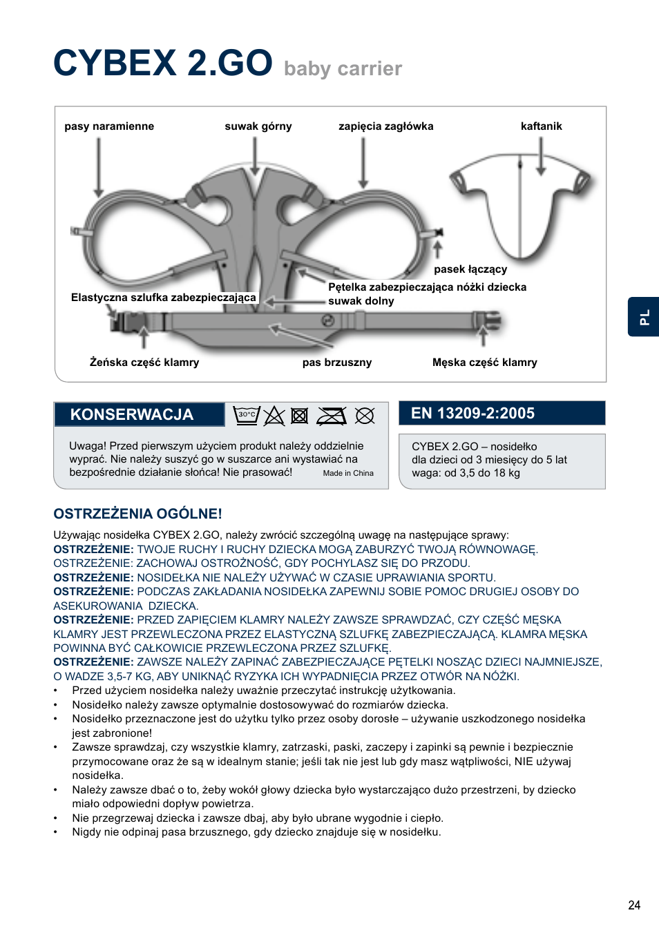 Cybex 2.go, Baby carrier, Konserwacja | Cybex 2.GO User Manual | Page 28 / 44