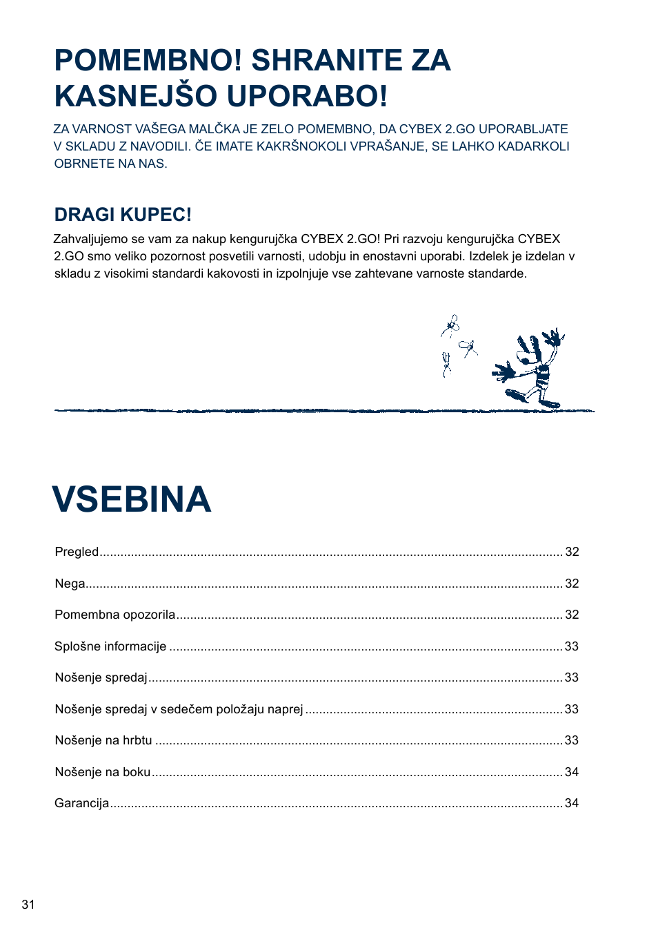Vsebina, Pomembno! shranite za kasnejšo uporabo, Dragi kupec | Cybex 2.GO User Manual | Page 35 / 43