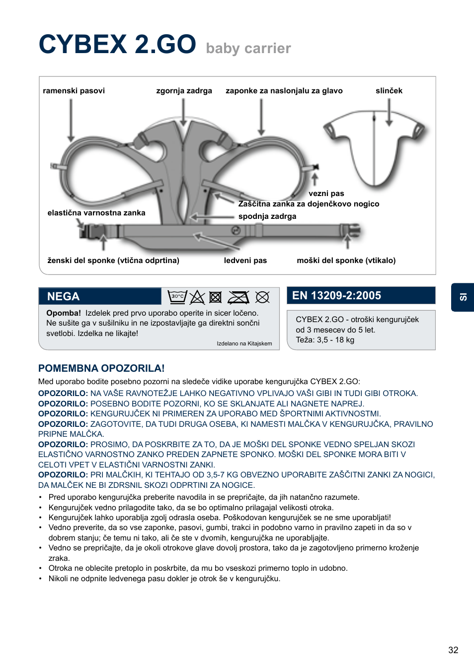 Cybex 2.go, Baby carrier, Nega | Cybex 2.GO User Manual | Page 36 / 43