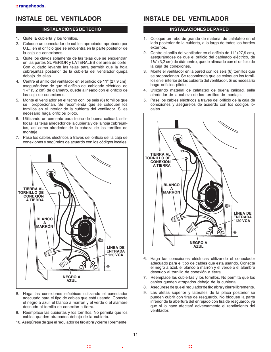 Instale del ventilador, Rangehoods . com, Kitchen | Broan NUTOAN 336 User Manual | Page 11 / 12