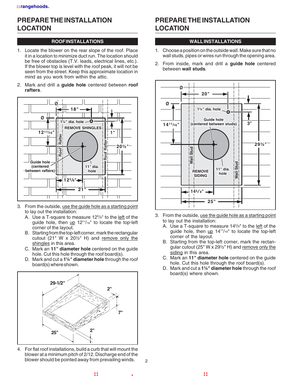 Prepare the installation location, Rangehoods . com, Kitchen | Broan at, Is a division of | Broan NUTOAN 336 User Manual | Page 2 / 12