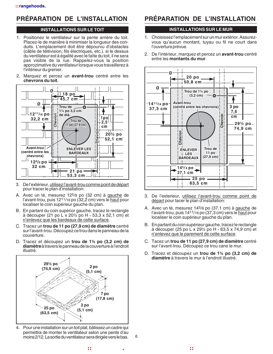 Préparation de l’installation, Rangehoods . com, Kitchen | Broan at, Is a division of | Broan NUTOAN 336 User Manual | Page 6 / 12