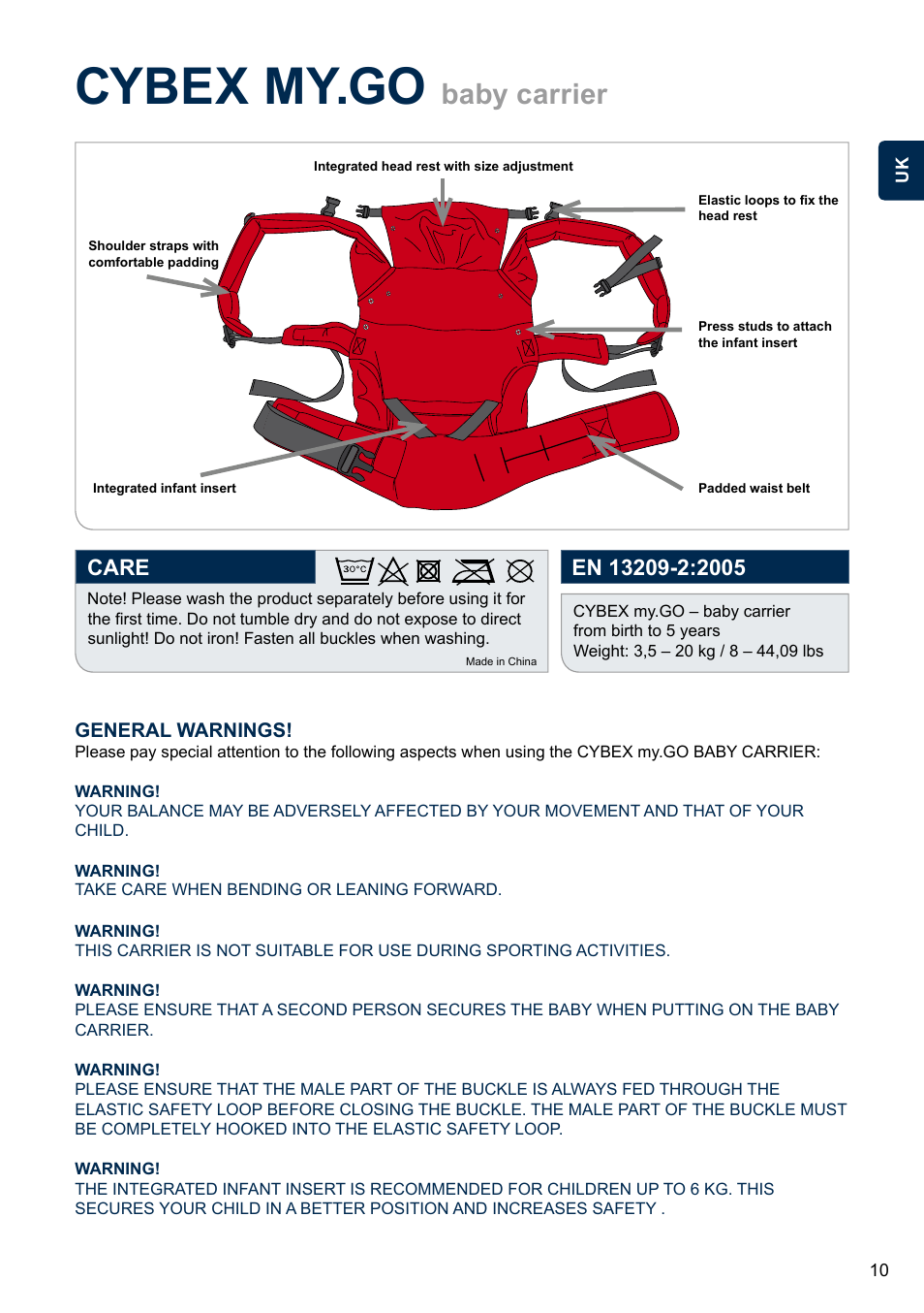 Cybex my.go, Baby carrier | Cybex MY.GO User Manual | Page 15 / 61