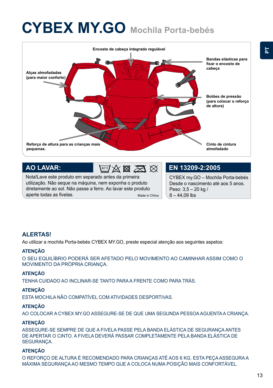 Cybex my.go, Mochila porta-bebés | Cybex MY.GO User Manual | Page 13 / 60