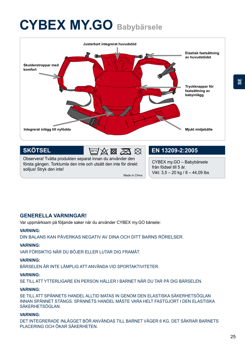 Cybex my.go, Babybärsele | Cybex MY.GO User Manual | Page 25 / 60