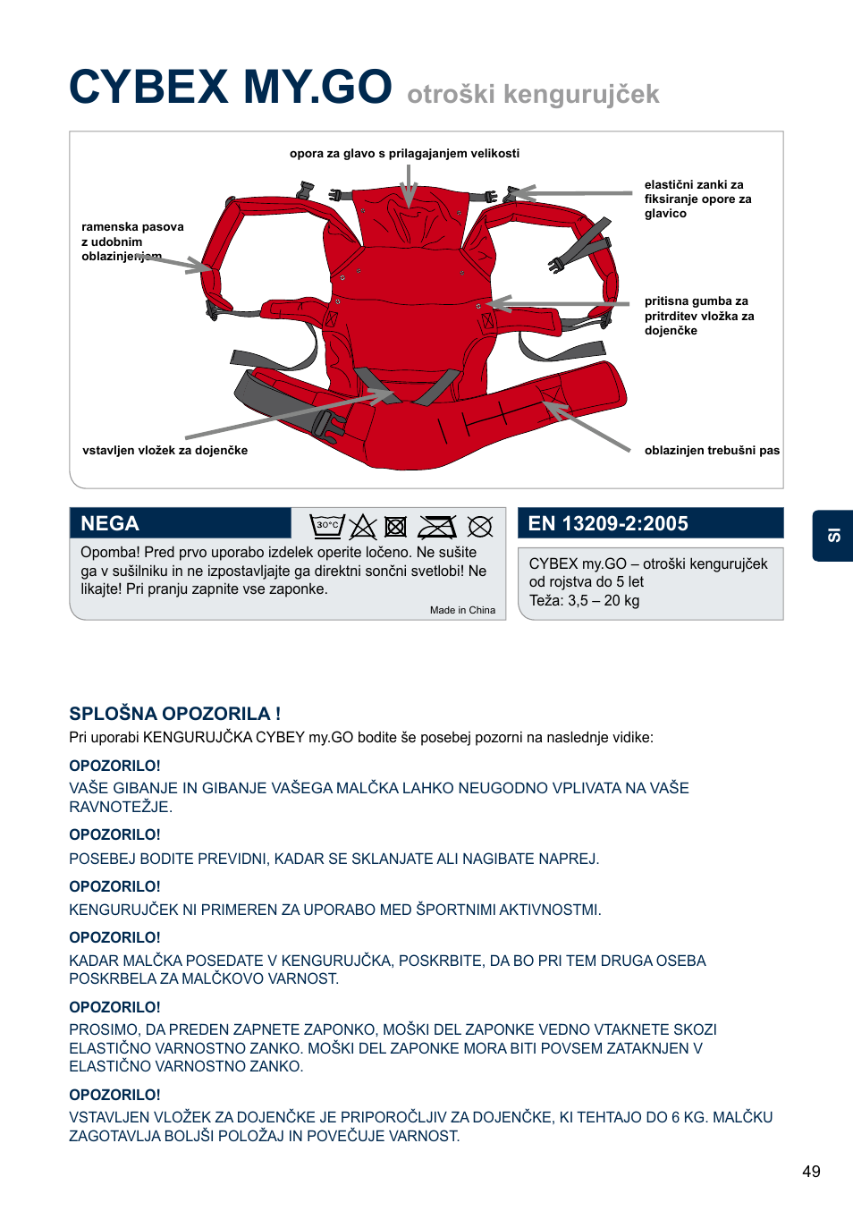 Cybex my.go, Otroški kengurujček | Cybex MY.GO User Manual | Page 49 / 60