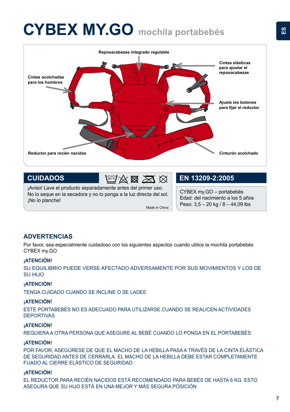 Cybex my.go, Mochila portabebés | Cybex MY.GO User Manual | Page 7 / 60