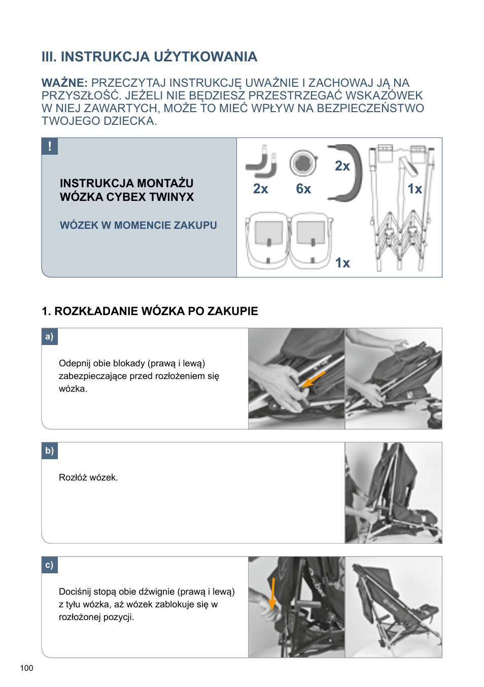 Iii. instrukcja użytkowania | Cybex TWINYX User Manual | Page 100 / 168