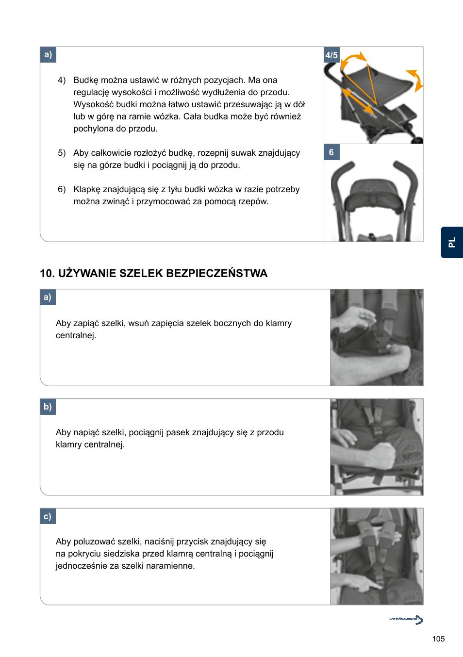 Używanie szelek bezpieczeństwa | Cybex TWINYX User Manual | Page 105 / 168