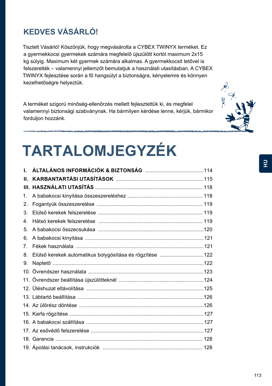 Tartalomjegyzék, Kedves vásárló | Cybex TWINYX User Manual | Page 113 / 168