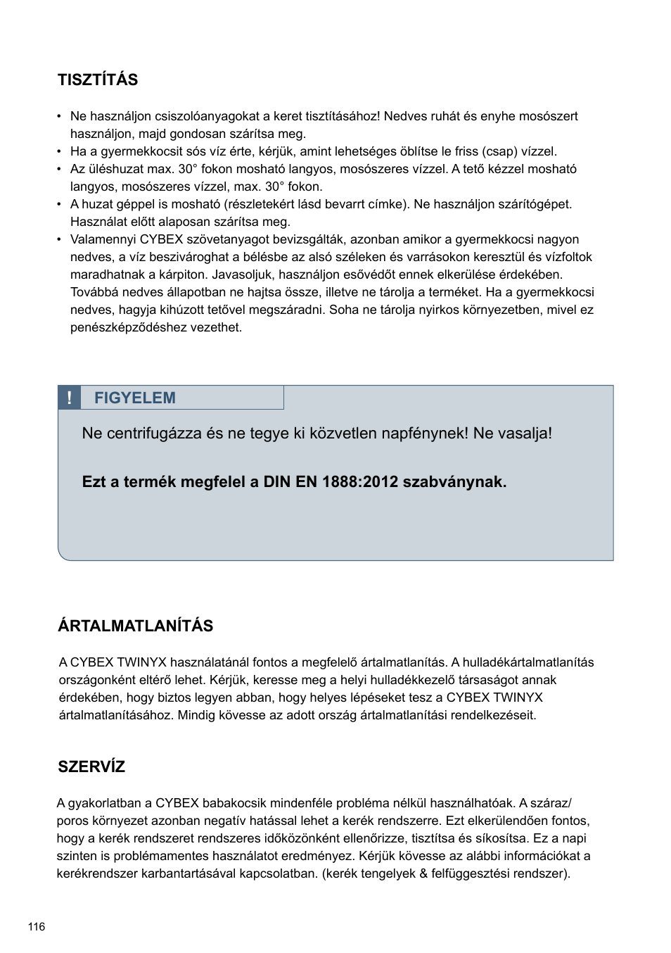 Cybex TWINYX User Manual | Page 116 / 168