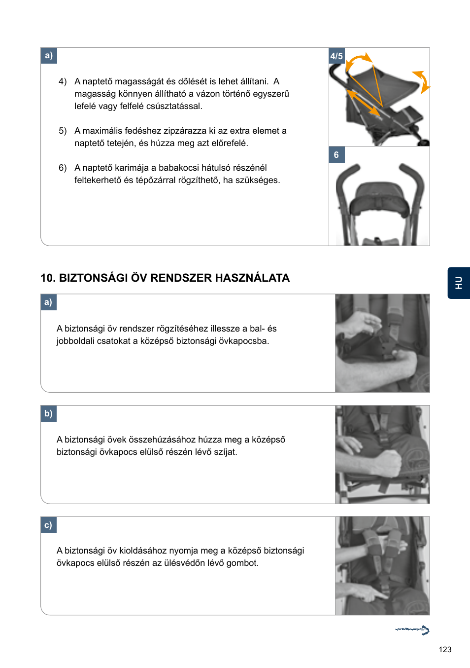 Biztonsági öv rendszer használata | Cybex TWINYX User Manual | Page 123 / 168