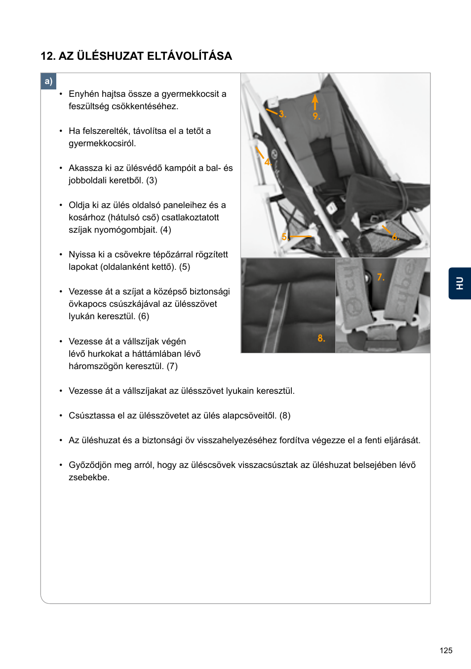 Az üléshuzat eltávolítása | Cybex TWINYX User Manual | Page 125 / 168