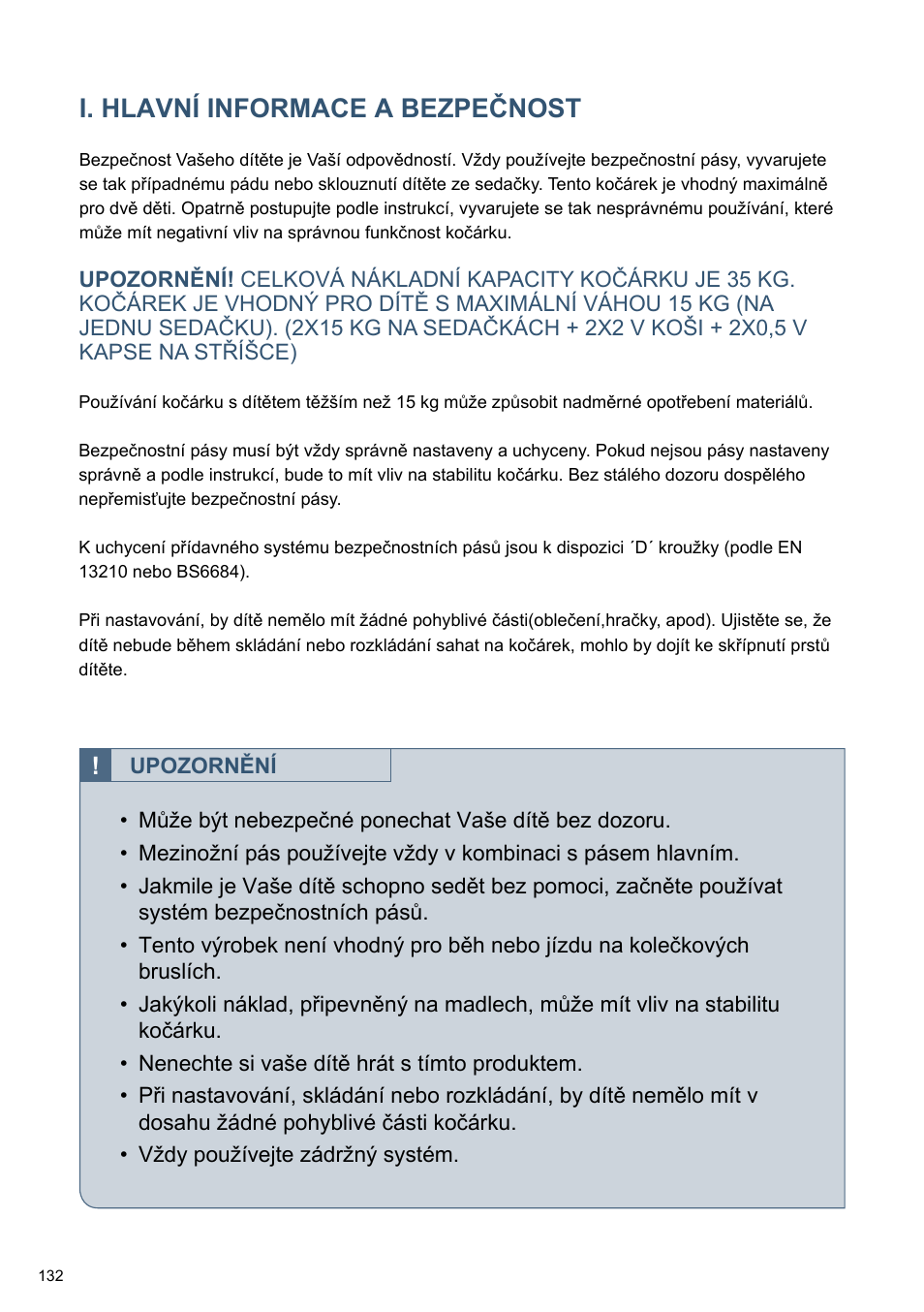 I. hlavní informace a bezpečnost | Cybex TWINYX User Manual | Page 132 / 168