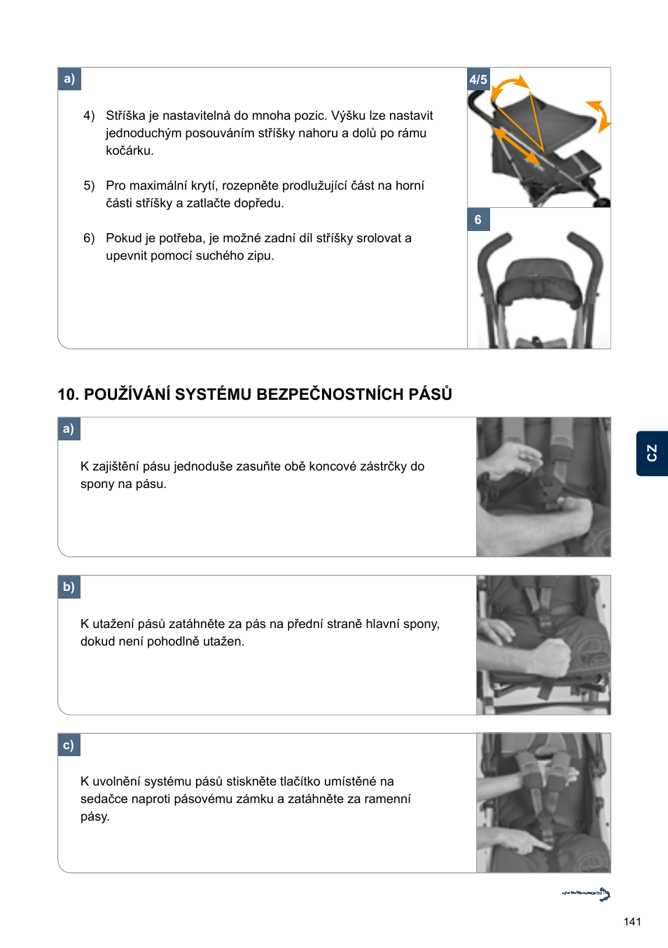 Používání systému bezpečnostních pásů | Cybex TWINYX User Manual | Page 141 / 168