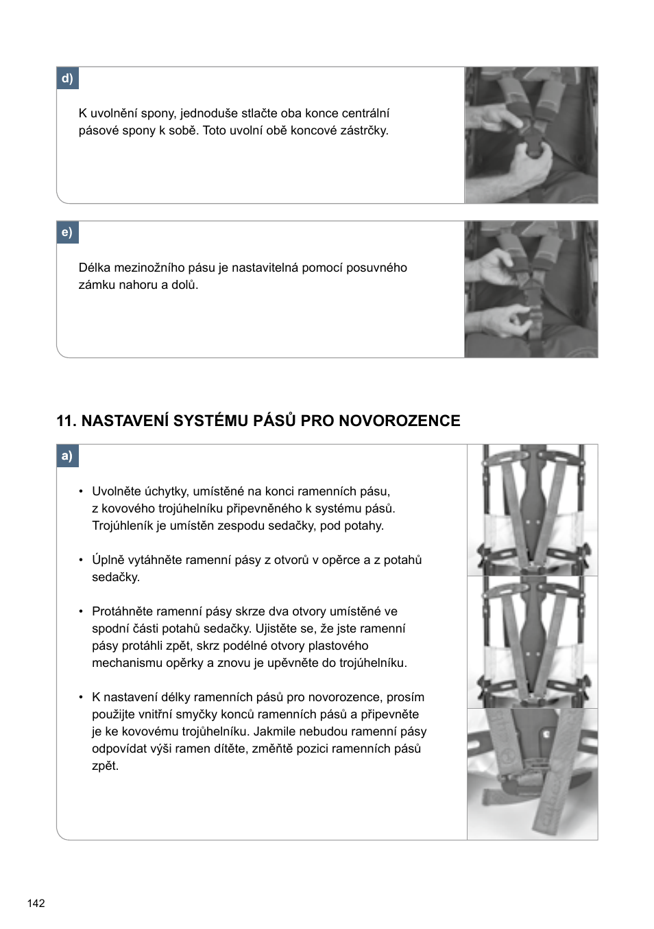 Nastavení systému pásů pro novorozence | Cybex TWINYX User Manual | Page 142 / 168