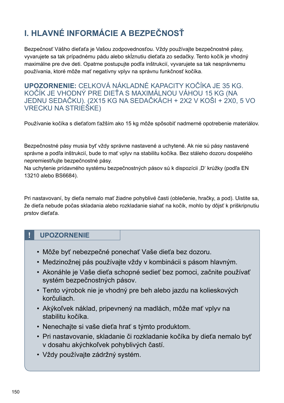 I. hlavné informácie a bezpečnosť | Cybex TWINYX User Manual | Page 150 / 168