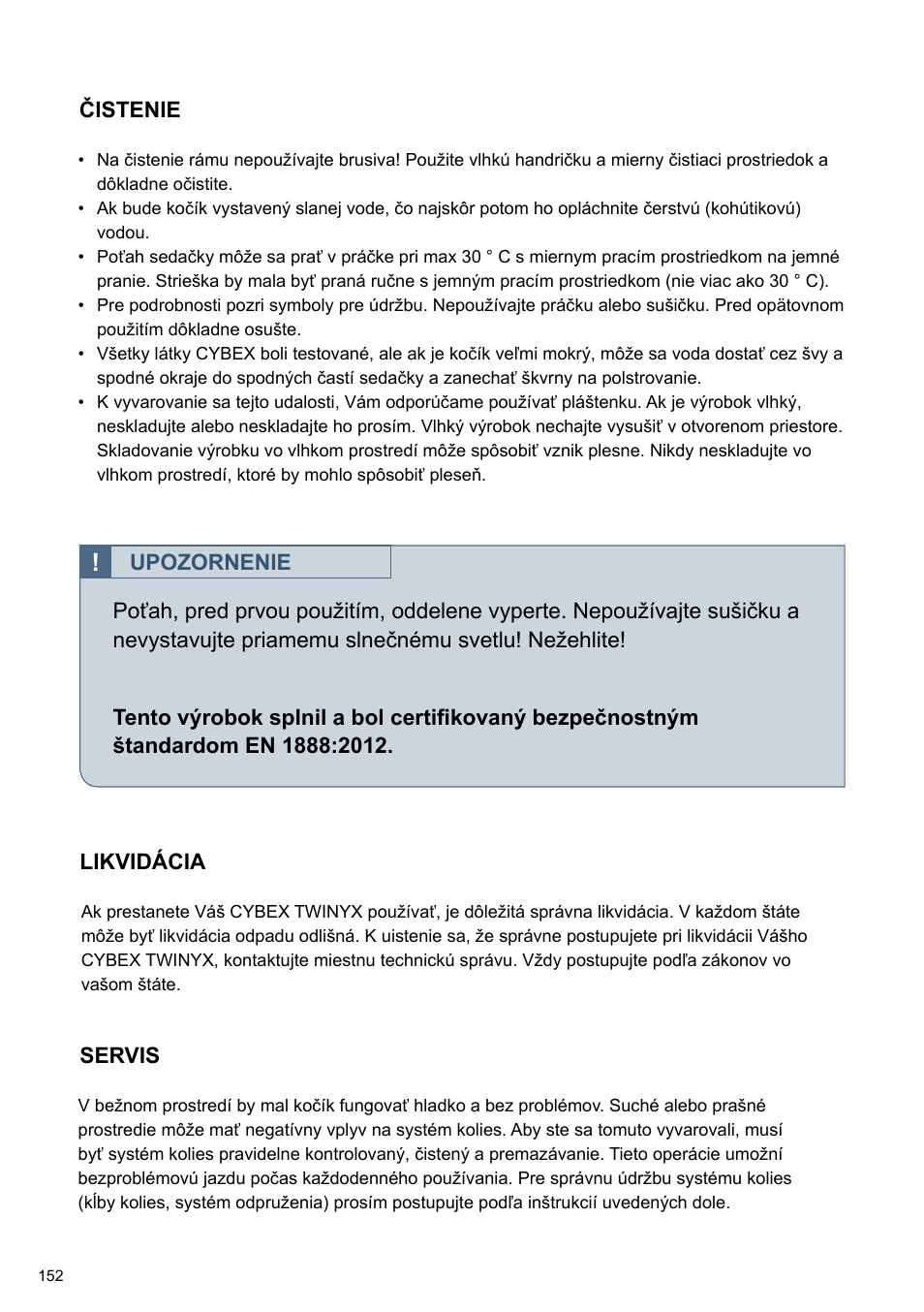 Cybex TWINYX User Manual | Page 152 / 168