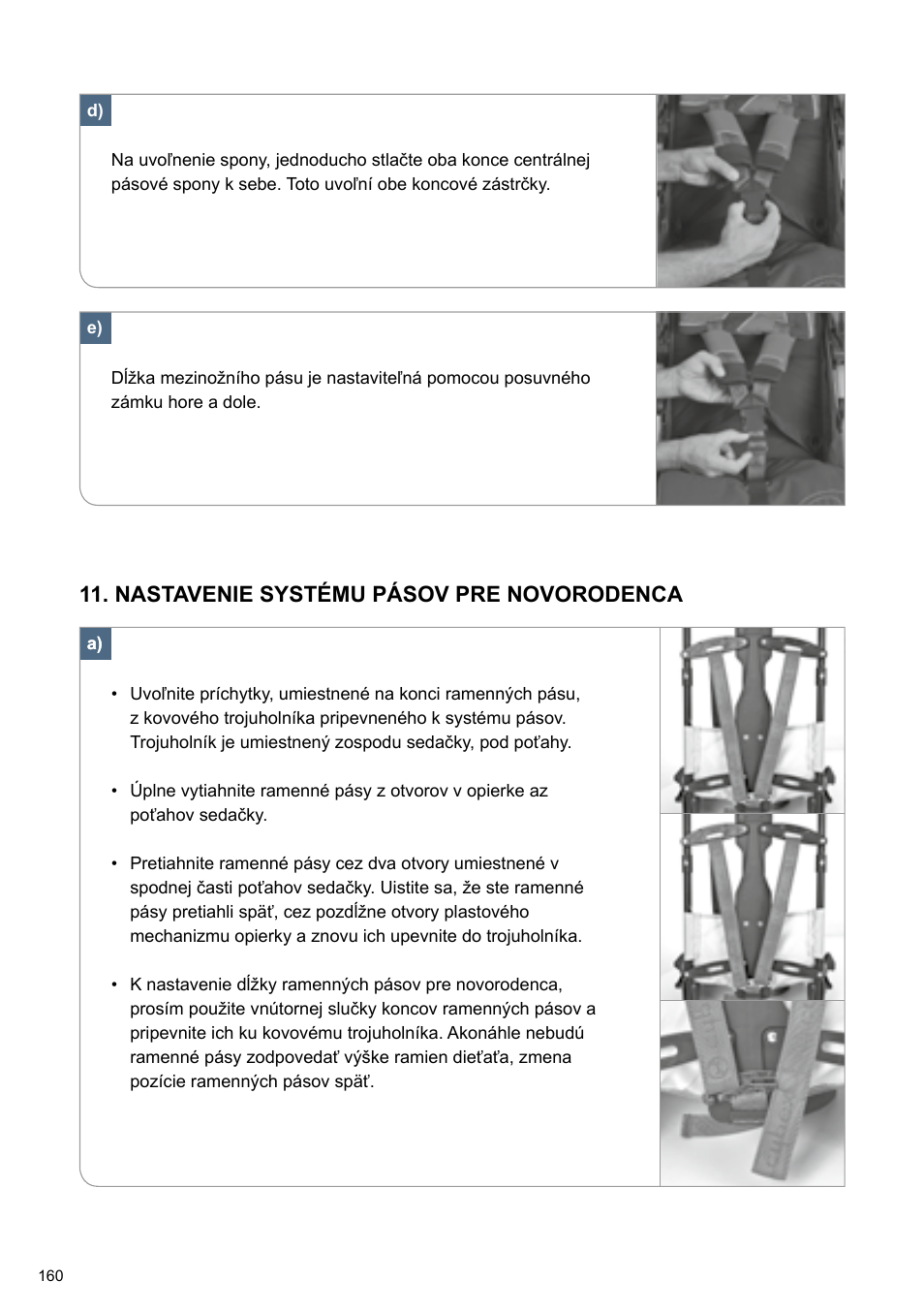 Nastavenie systému pásov pre novorodenca | Cybex TWINYX User Manual | Page 160 / 168