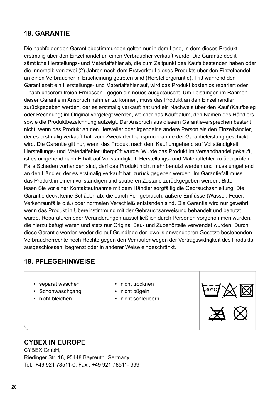 Cybex TWINYX User Manual | Page 20 / 168