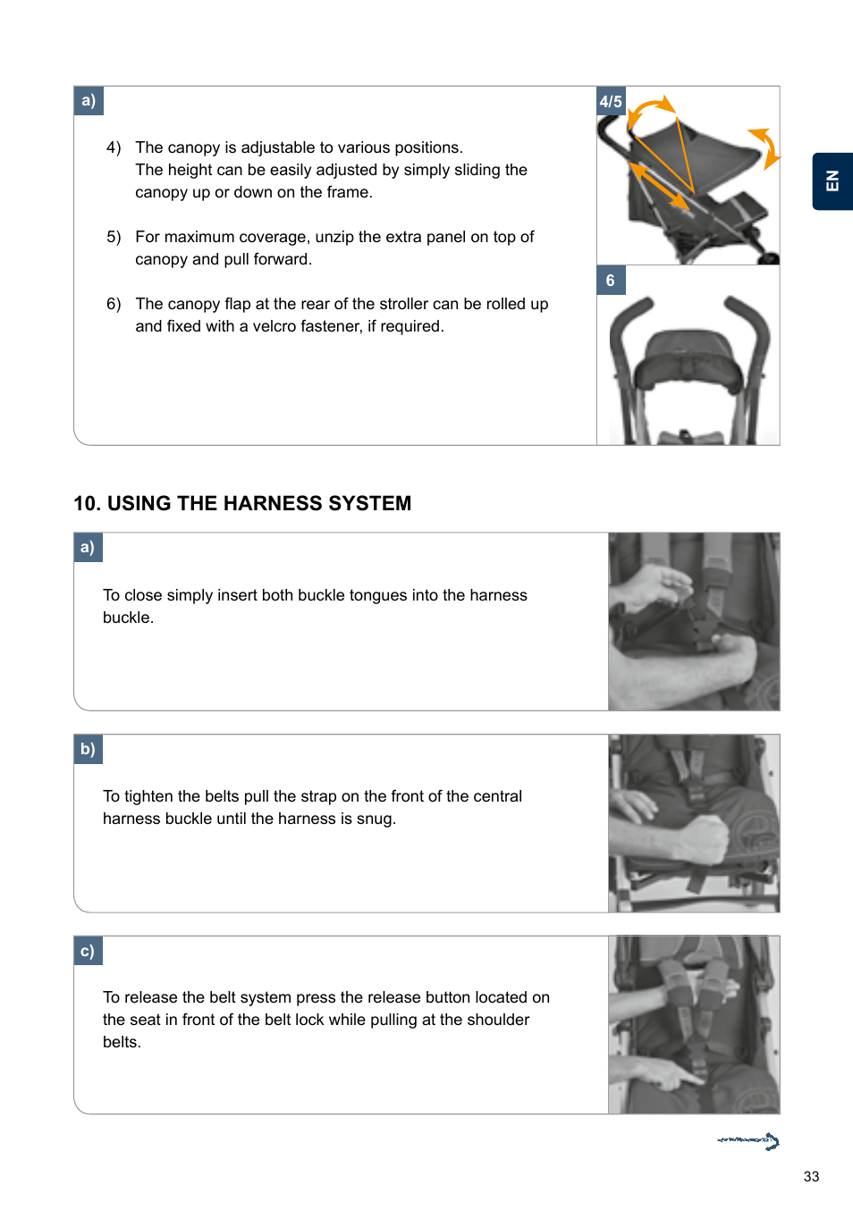 Using the harness system | Cybex TWINYX User Manual | Page 33 / 168