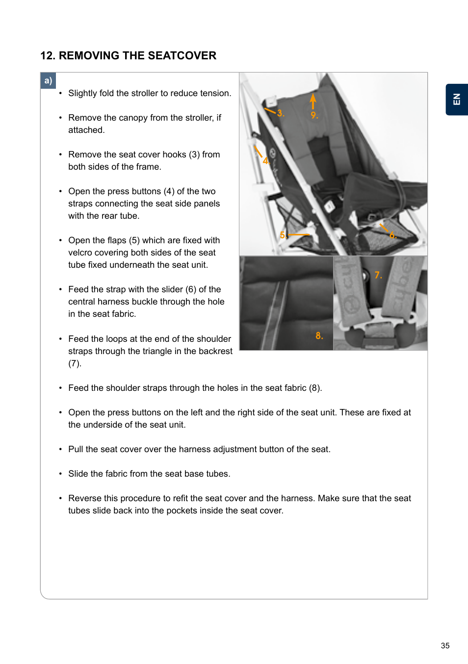 Removing the seatcover | Cybex TWINYX User Manual | Page 35 / 168