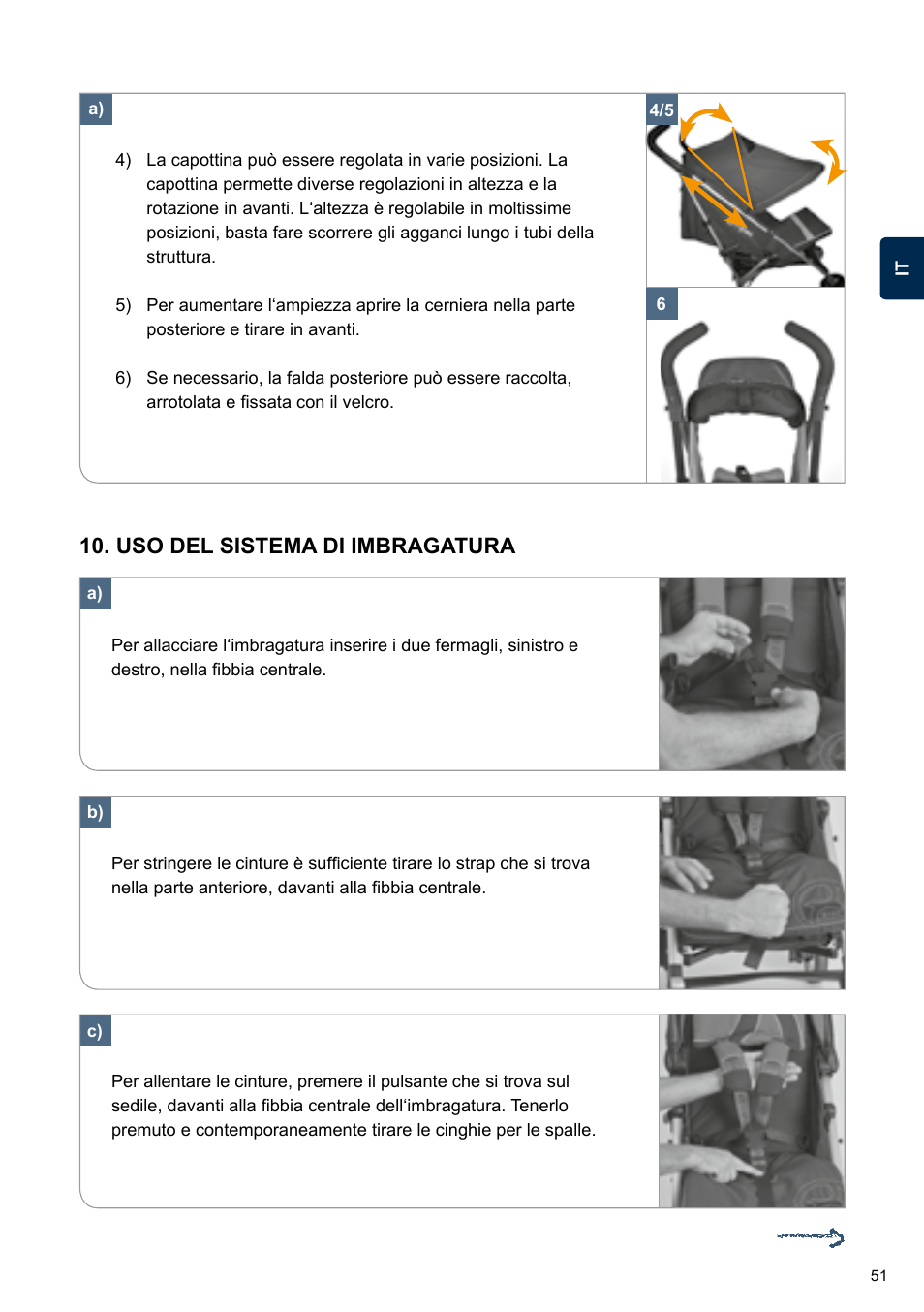 Uso del sistema di imbragatura | Cybex TWINYX User Manual | Page 51 / 168