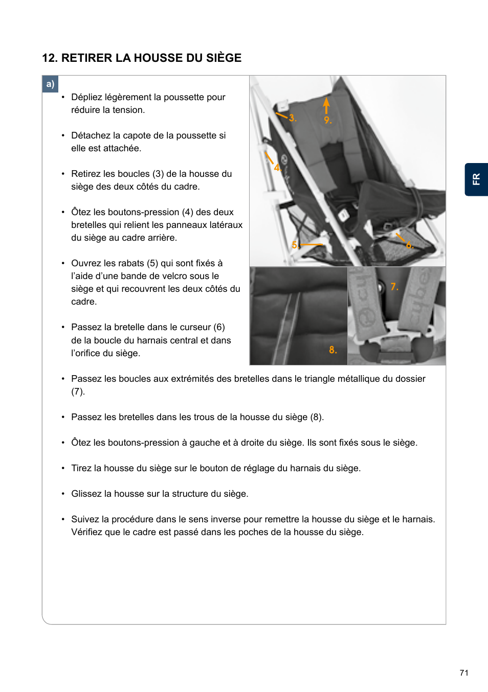 Retirer la housse du siège | Cybex TWINYX User Manual | Page 71 / 168