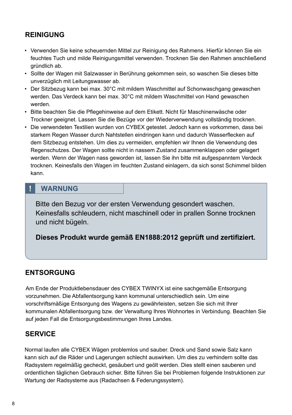 Cybex TWINYX User Manual | Page 8 / 168