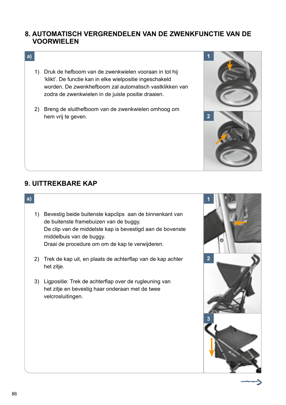 Uittrekbare kap | Cybex TWINYX User Manual | Page 86 / 168