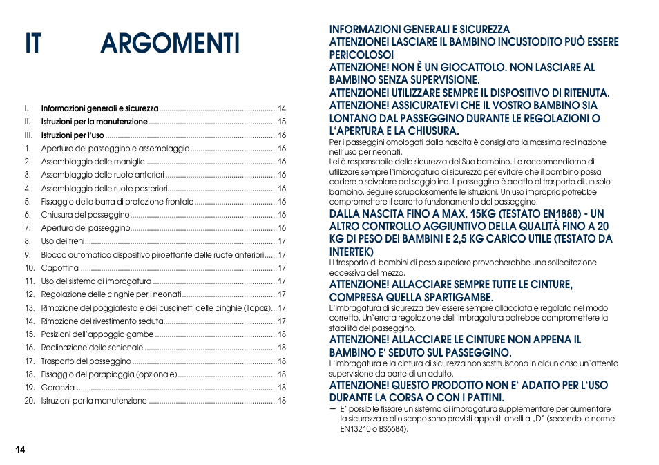 Argomenti | Cybex TOPAZ User Manual | Page 22 / 68