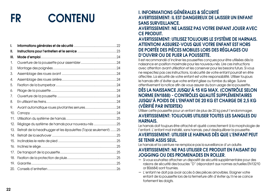 Contenu fr | Cybex TOPAZ User Manual | Page 30 / 68