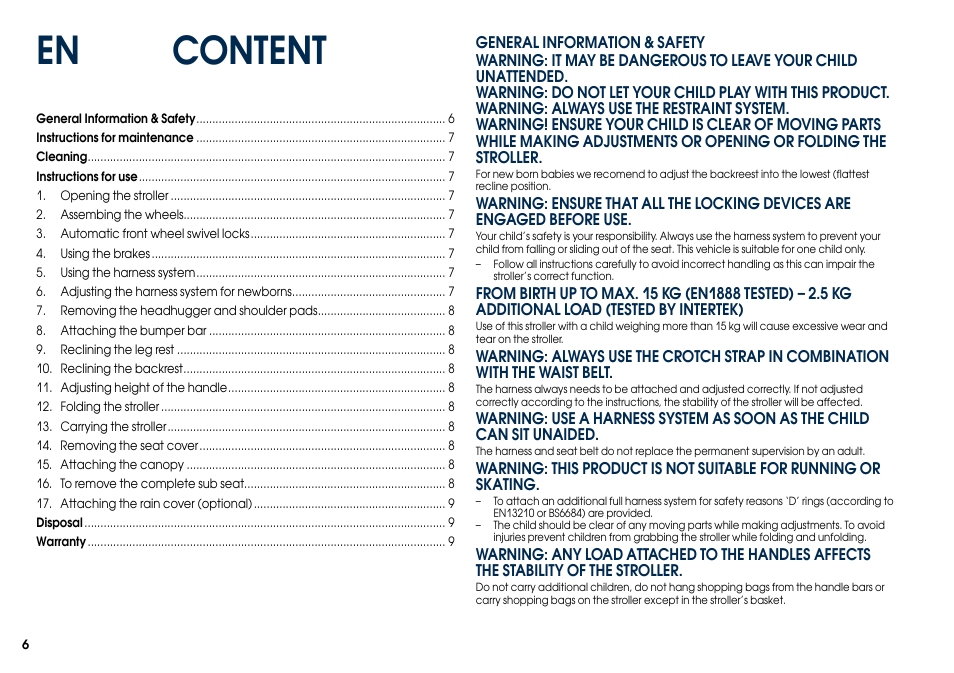 En content | Cybex CALLISTO User Manual | Page 14 / 48