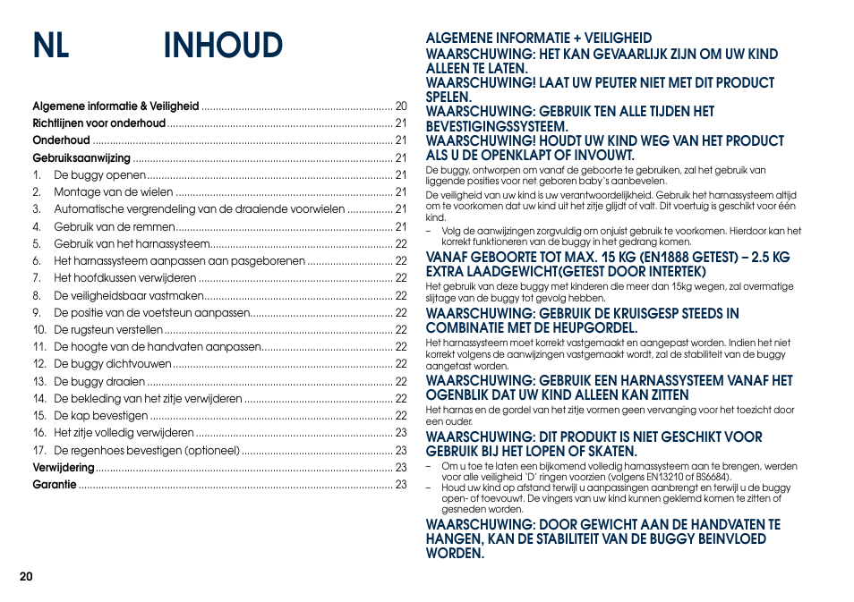 Nl inhoud | Cybex CALLISTO User Manual | Page 28 / 48