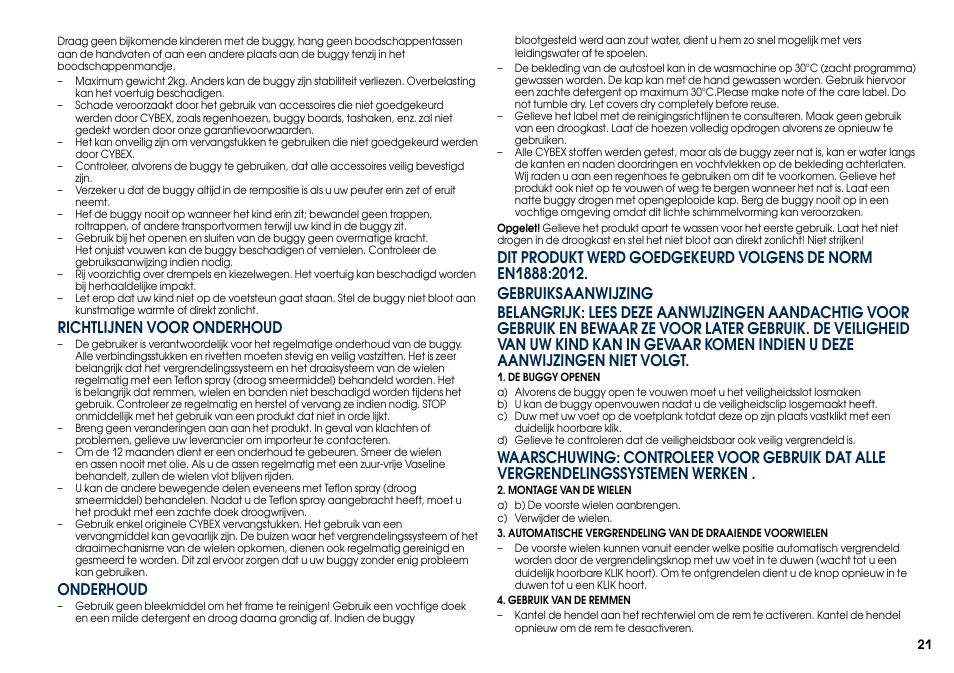 Richtlijnen voor onderhoud, Onderhoud | Cybex CALLISTO User Manual | Page 29 / 48