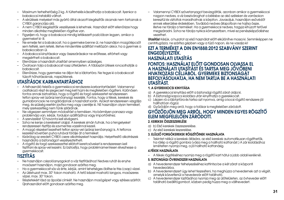 Utasítások karbantartáshoz, Tisztítás | Cybex CALLISTO User Manual | Page 39 / 48