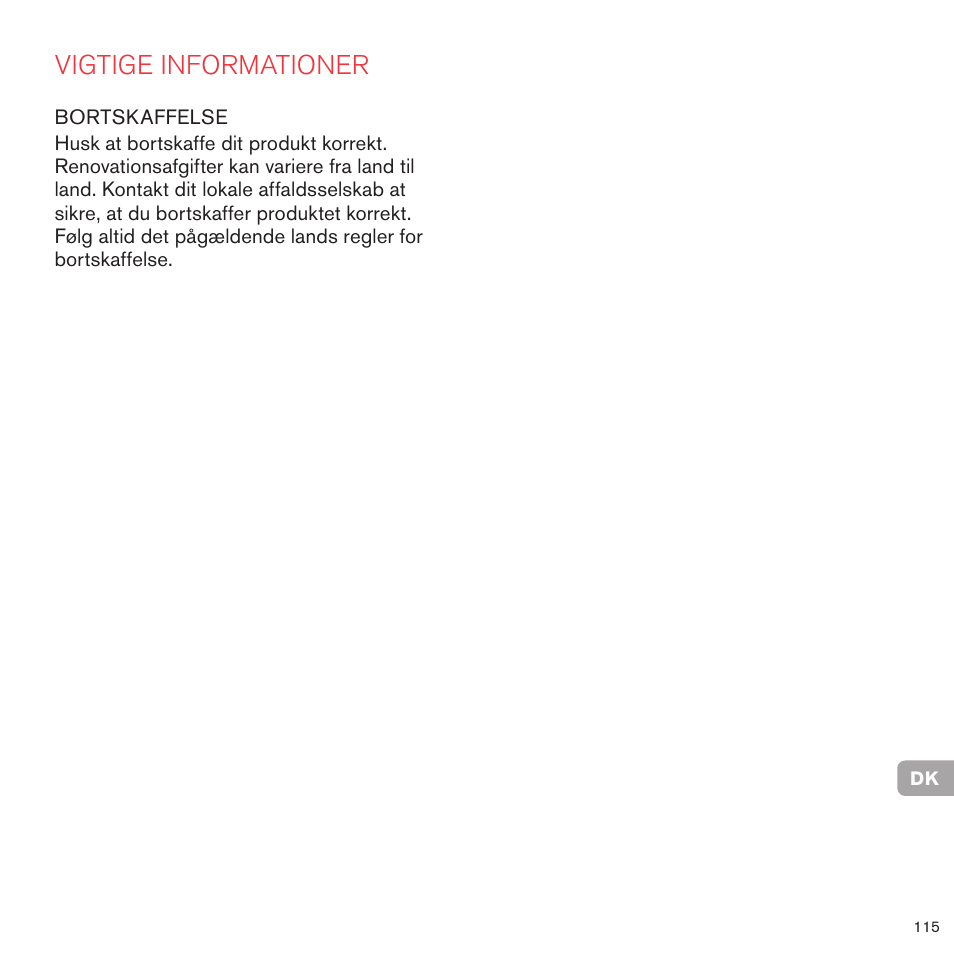 Vigtige informationer | Cybex PRIAM FRAME User Manual | Page 114 / 119