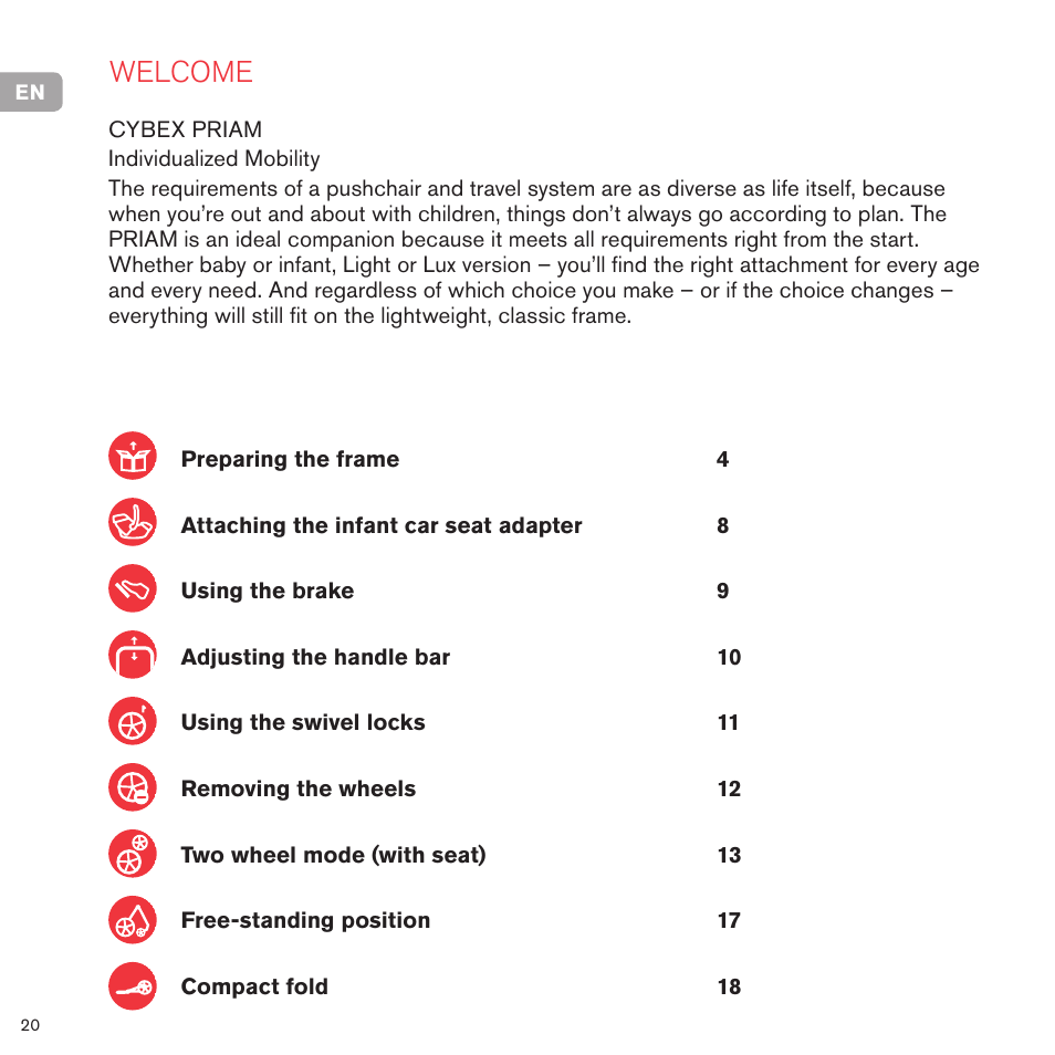 Welcome | Cybex PRIAM FRAME User Manual | Page 21 / 119