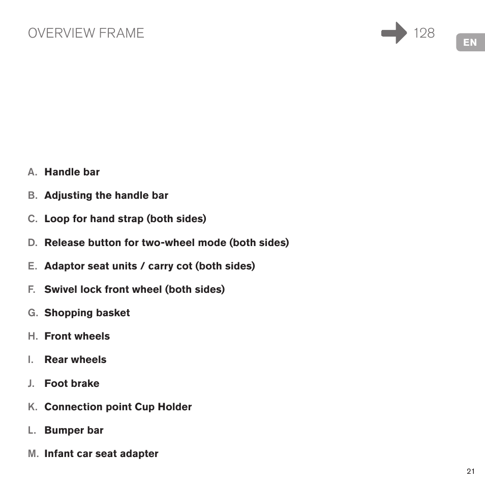 Overview frame 128 | Cybex PRIAM FRAME User Manual | Page 22 / 119