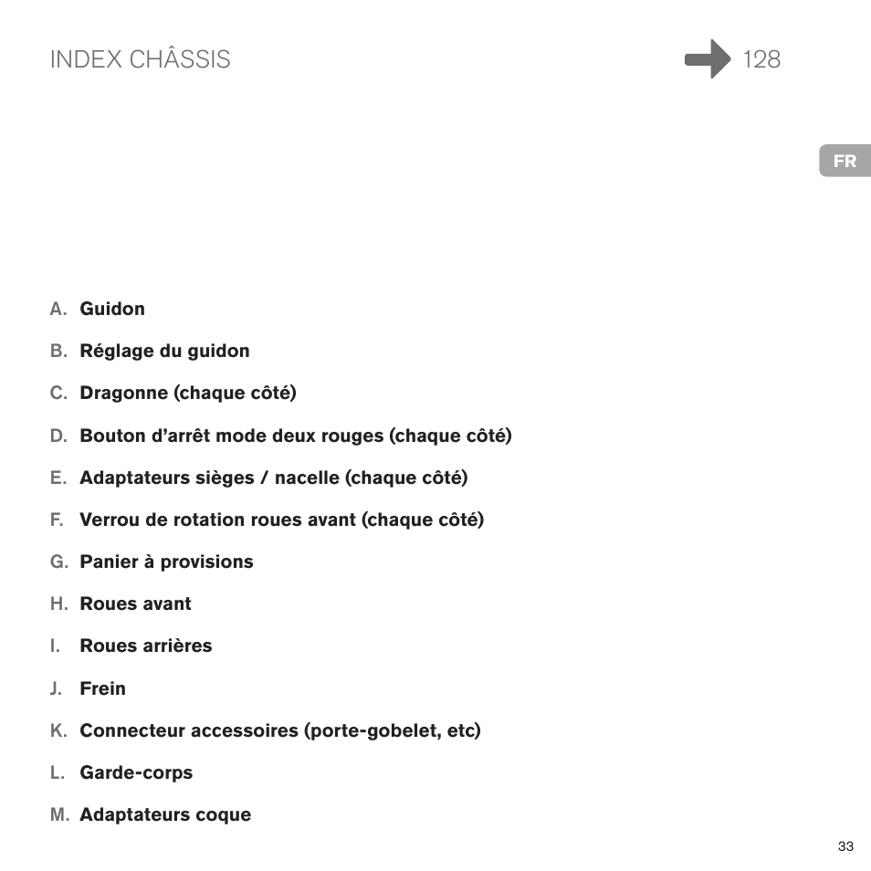 Index châssis 128 | Cybex PRIAM FRAME User Manual | Page 34 / 119